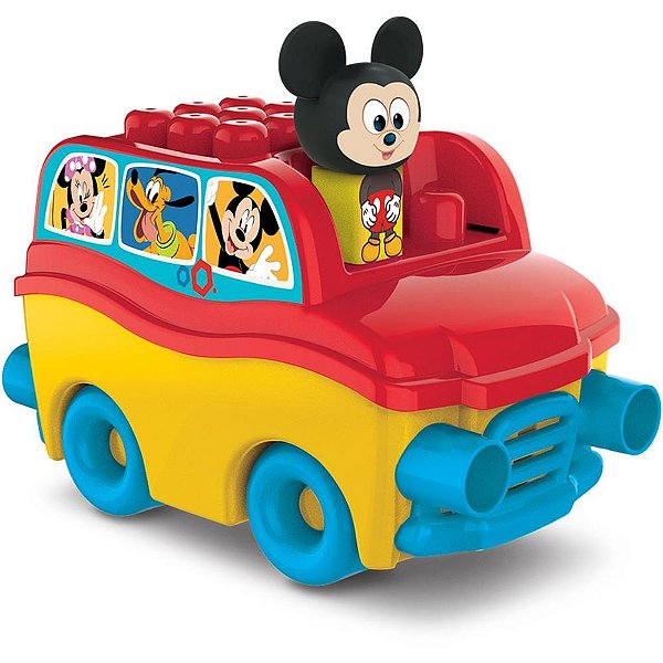Brinquedo para Montar Mickey VAN Blocos Mágicos com 17 Peças Coloridas