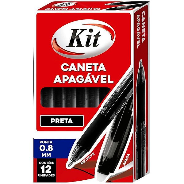 Caneta Esferográfica Apagável Preto Multiuso Caixa