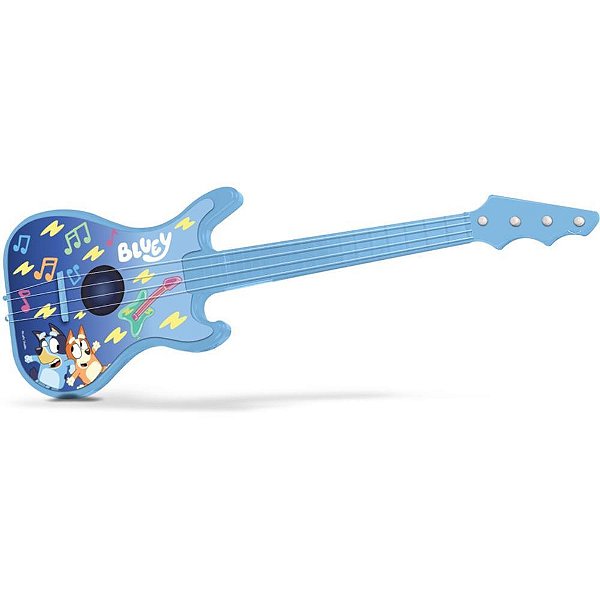 Guitarra Infantil Bluey Azul Claro com Cravilhas Amarelas – 3+ ANOS