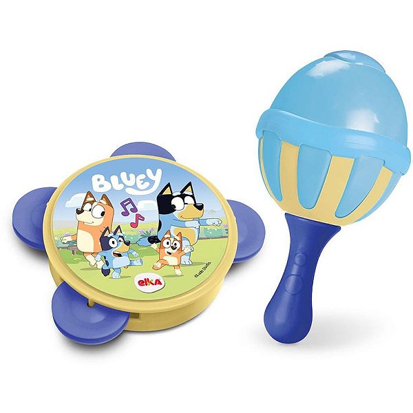 Kit Musical Bluey com Maraca e Pandeiro – Estímulo Sensorial para Crianças