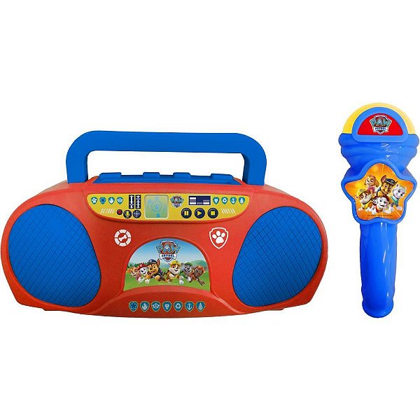 Brinquedo Patrulha Canina Boom BOX Karaokê Infantil com Função Amplificadora