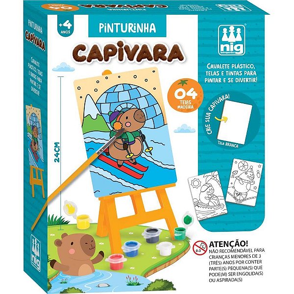 Brinquedo para Colorir KIT Pinturinha Capivara com Desenhos Fofos para Crianças