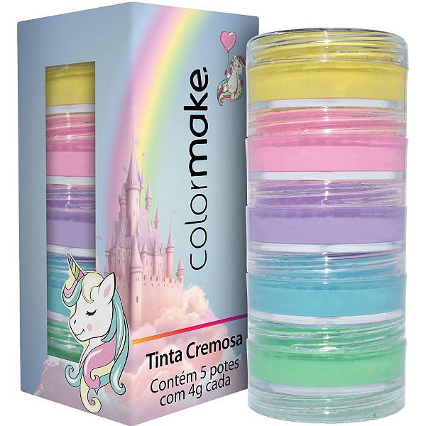 Pintura Facial Cremosa Unicórnio com 5 Cores 4G Cada