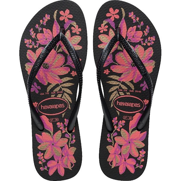 Chinelo Havaianas Feminino SLIM Organic 39/40 PRETO/OURO (PAR)