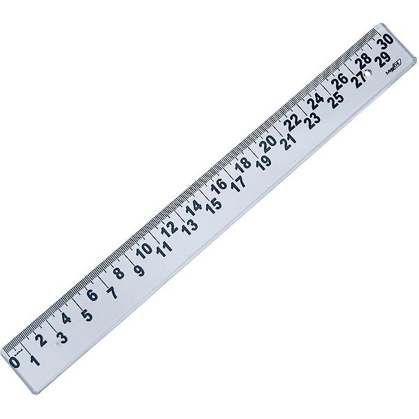 Régua Plástica Baixa Visão Cristal 30CM Pacote com 10 Unidades