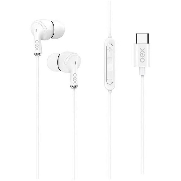 Fone de Ouvido SYNC TIPO-C Branco com Microfone e Controle de Volume