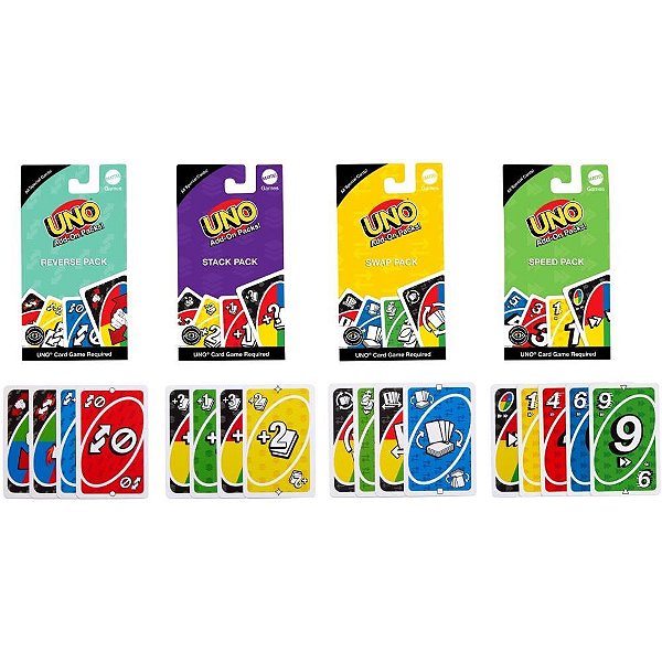 Jogo de Cartas UNO Extensões Adicionais com 16 Cartas