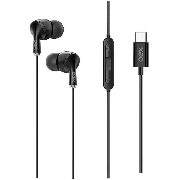 Fone de Ouvido SYNC TIPO-C Preto com Microfone e Controle de Volume
