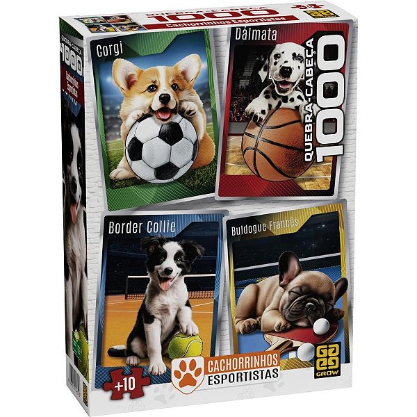 QUEBRA-CABEÇA Cartonado Cachorrinhos Esportistas 1000 Peças GROW
