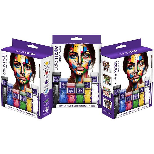 Pintura Facial Líquida com 6 Cores 15ML + Pincel