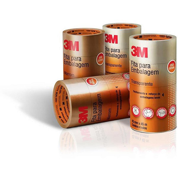 Fita para Empacotamento Transparente 48MM X 50M Pacote com 4