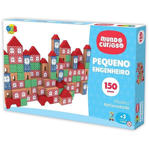 Brinquedo Pedagógico Madeira Pequeno Engenheiro 150 Peças