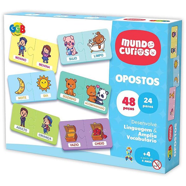 Brinquedo Pedagógico OPOSTOS 48 Peças
