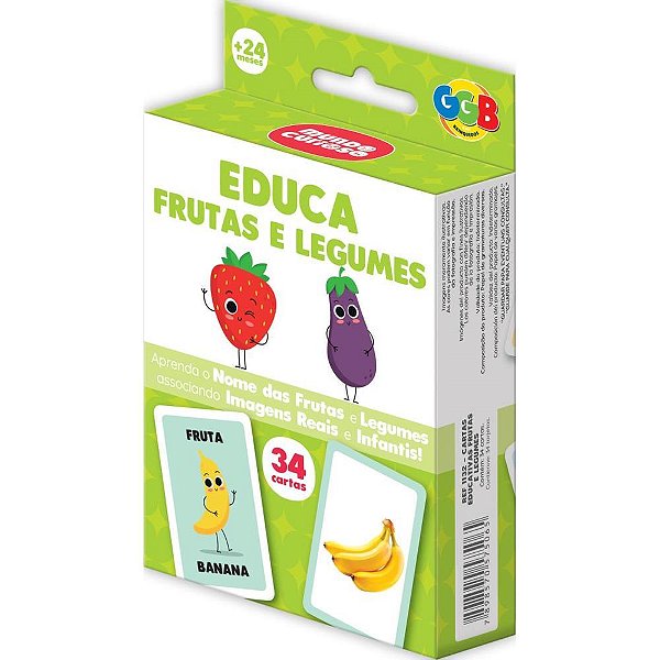 Jogo de Cartas Educa Frutas e Legumes 34 Cartas