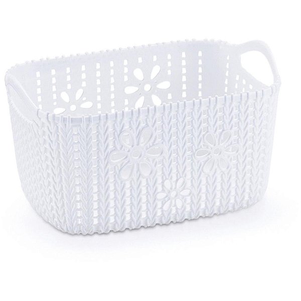 Cesta Organizadora Floral Branca 7L
