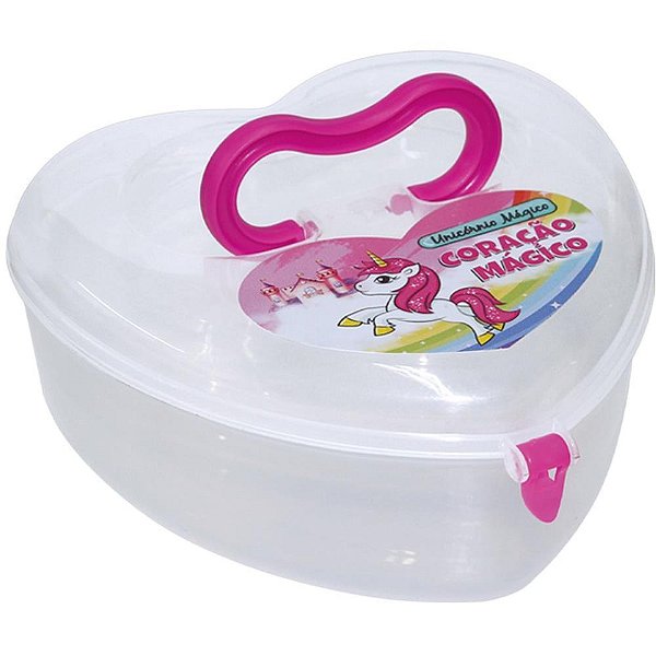 Organizador Maleta Unicórnio Coração com Adesivo