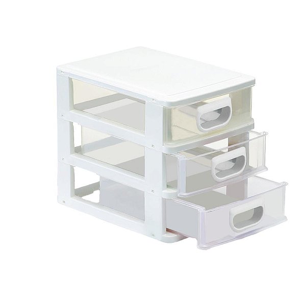 Organizador Porta Tudo 3 Gavetas 15X13X14CM Sortido Branco e Preto