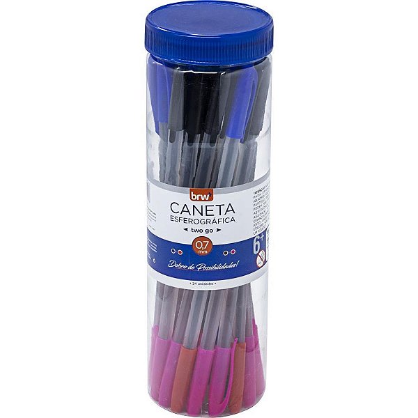 Caneta Esferográfica TWO GO 0,7MM Pote com 24 Unidades