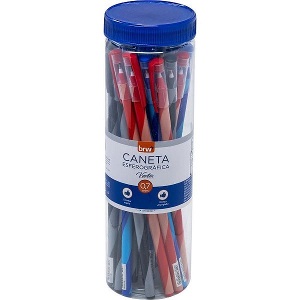 Caneta Esferográfica Vortex 0,7MM Pote com 24 Unidades