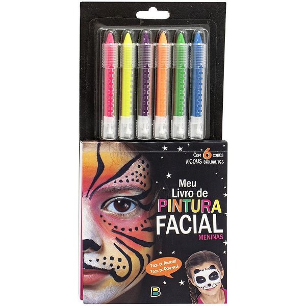 Livro Brinquedo Ilustrado Pintura Facial Menina 13X28CM 60 Páginas