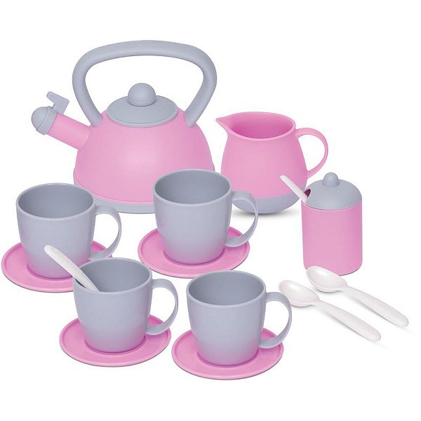 Brincando de Casinha Jogo de CHÁ BABY Gourmet Rosa com 13 Peças