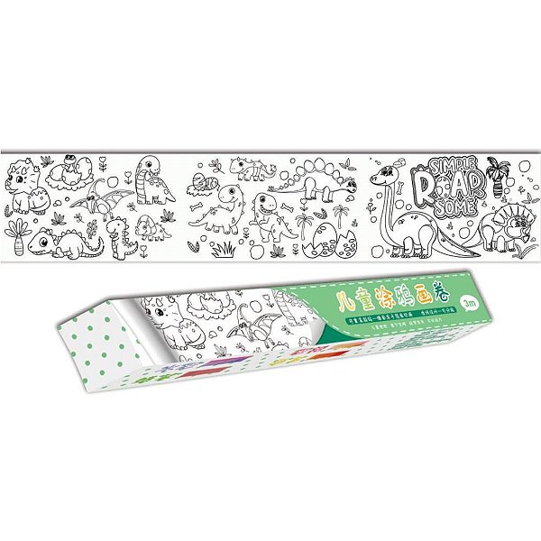 Livro Infantil de Colorir Dino Rolo Adesivo 30CM X 3M