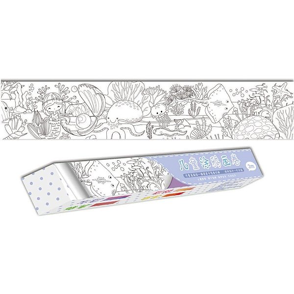 Livro Infantil de Colorir Sereia Rolo Adesivo 30CM X 3M