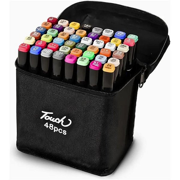 Marcador Artístico Touch com 48 Cores e Bolsa de Transporte