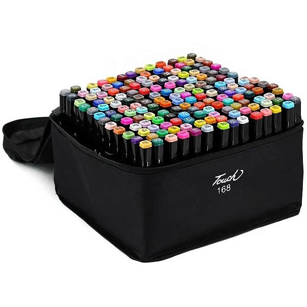 Marcador Artístico Touch com 168 Cores e Bolsa de Transporte