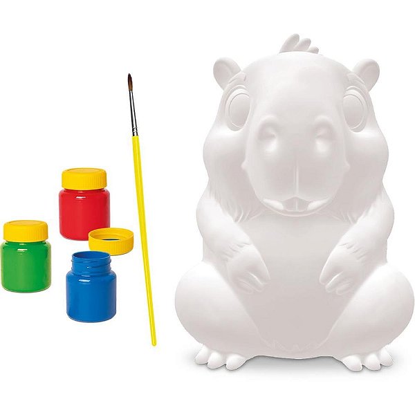Capivara para Colorir com Tinta Guache Lavável e Pincel