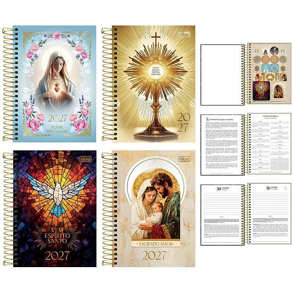 Agenda 2026 Bíblica Capa Dura Espiral 208 Folhas 140X200MM Pacote com 4 Unidades