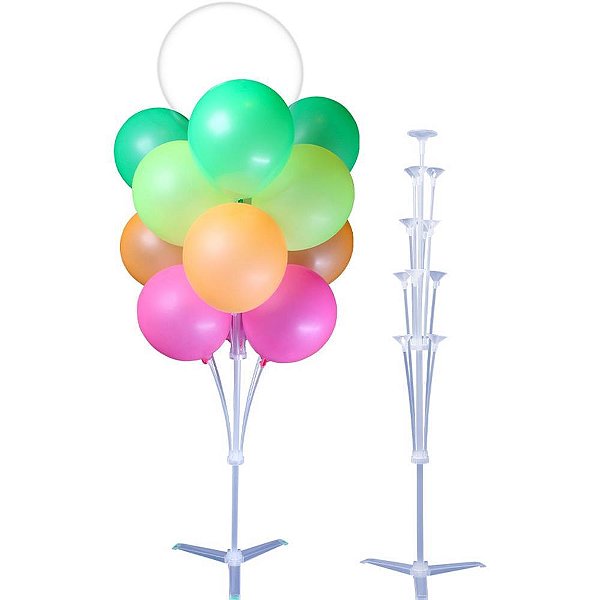 Suporte para Balão KIT Arranjo 80CM para 13 Balões em Plástico Transparente