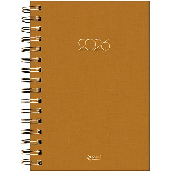 Agenda 2026 Caramelo Capa Dura Espiralada 184 Folhas 136X194MM Pacote 4