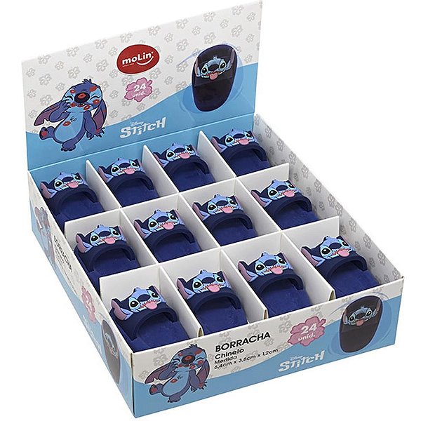 Borracha Decorada STITCH Chinelo Molin Display com 12 Unidades