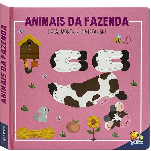 Livro Brinquedo Ilustrado Monte e DIVIRTA-SE! Animais da Fazenda Educativo