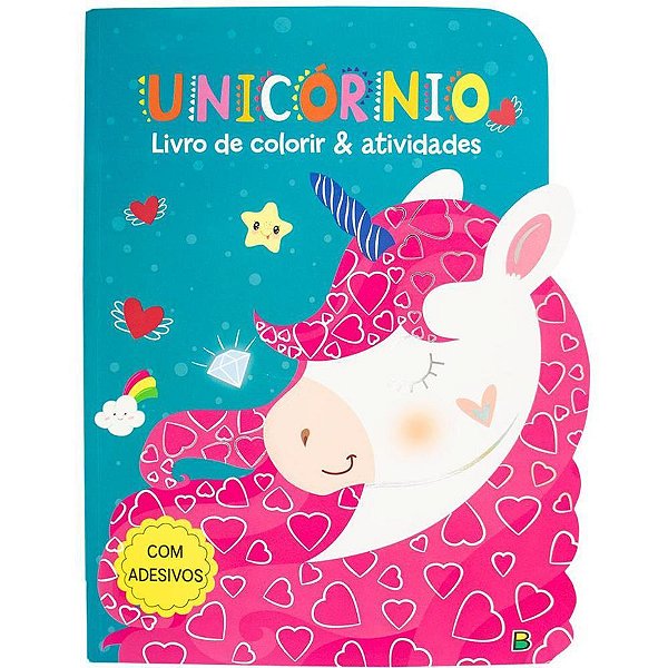 Livro Infantil Colorir com Atividades Unicórnio 21,5X28CM 40 Páginas com Adesivos