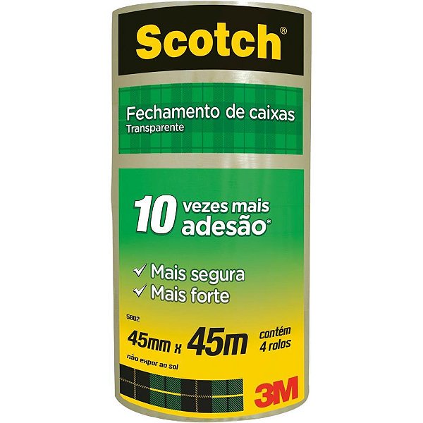 Fita para Empacotamento SCOTCH 5802 Transparente 45MM X 45M Pacote com 4