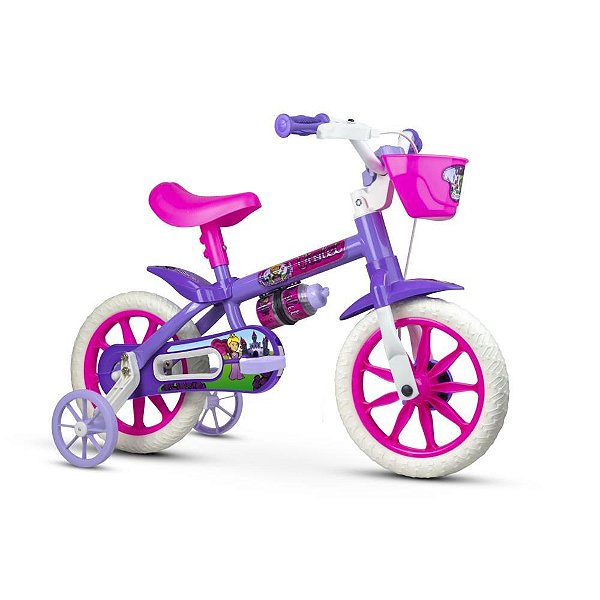Bicicleta Infantil ARO 12 Violet Feminina com Freio e Selim Ajustável