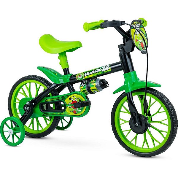 Bicicleta Infantil ARO 12 BLACK Masculina com Garrafinha e Limitador