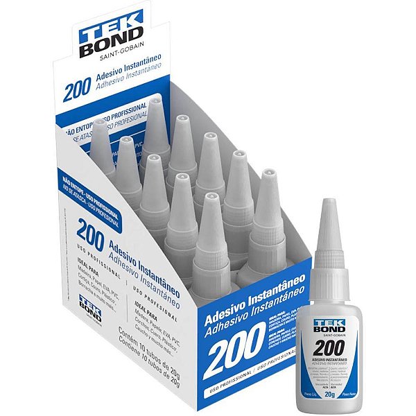 Cola Adesivo Instantâneo 200 20G - Caixa com 10 Unidades