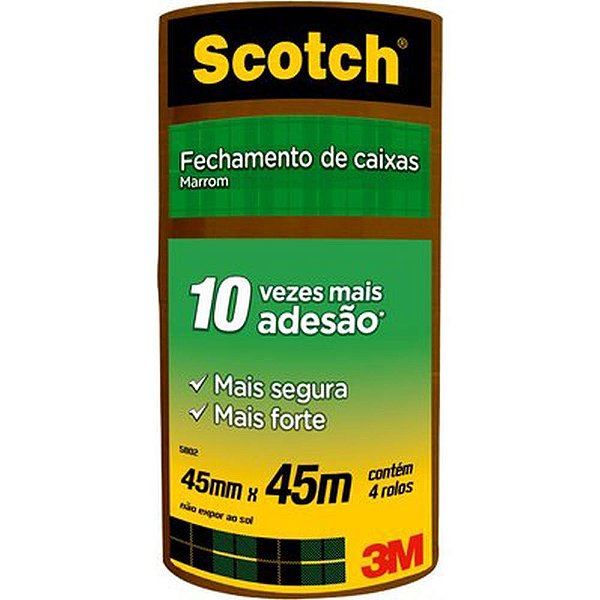 Fita para Empacotamento SCOTCH 5802 Marrom 45MM X 45M - Pacote com 04