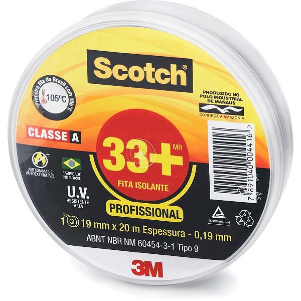 Fita Isolante SCOTCH 33+ 19MM X 20M Profissional