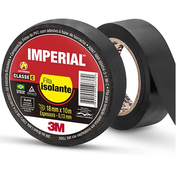 Fita Isolante Imperial SLIM 18MM X 10M - Pacote com 10
