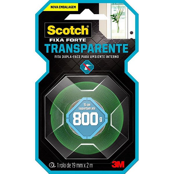 Fita Fixa Forte Silicone Transparente Verde 19MM X 2M