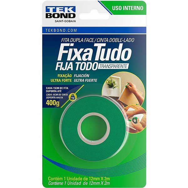 Fita Dupla Face Fixa Tudo Acrílico 12MMX2M