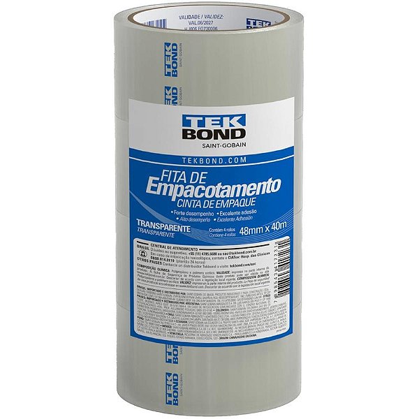 Fita para Empacotamento PP 48MM X 40M Transparente (pacote com 4)