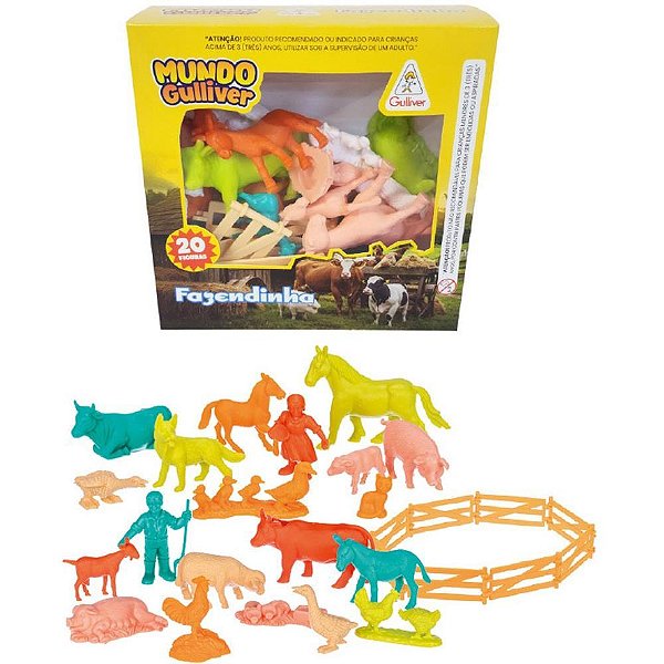 Miniatura Colecionável Fazendinha com 20 Figuras e Cercas