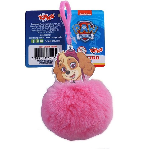 Chaveiro Patrulha Canina Pompom Sortido Display com 24 Unidades