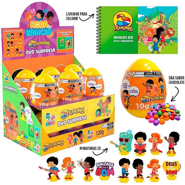 Doce OVO Surpresa 3 Palavrinhas Display com 12 Unidades