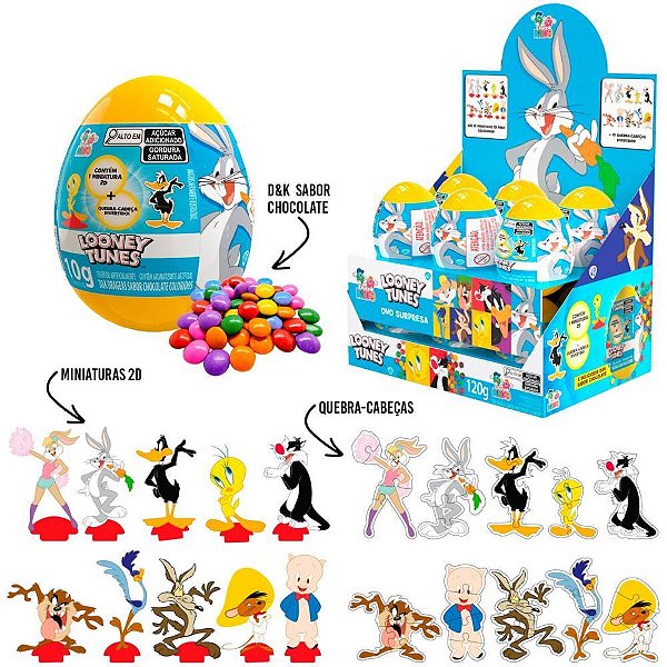 Doce OVO Surpresa Looney Tunes Display com 12 Unidades